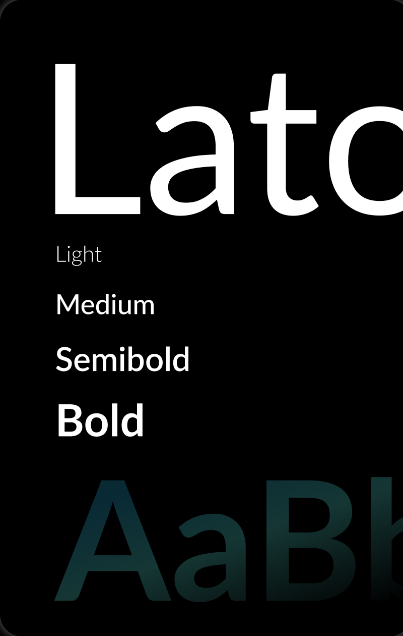 Lato font specimen showing weights